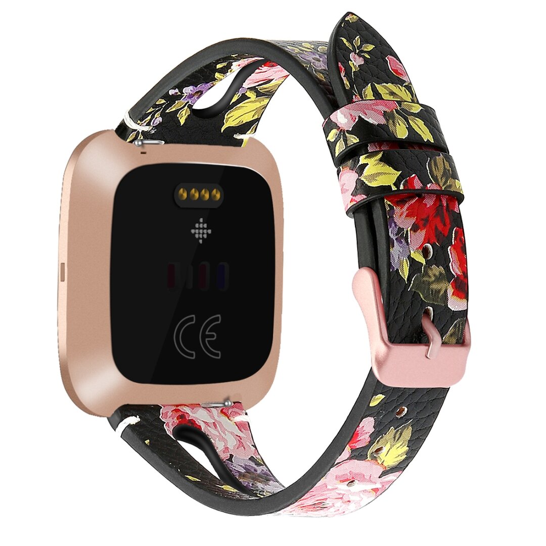 Fitbit Versa 1 / 2 &amp; Lite  bandje TPU leer - Bloemenprint