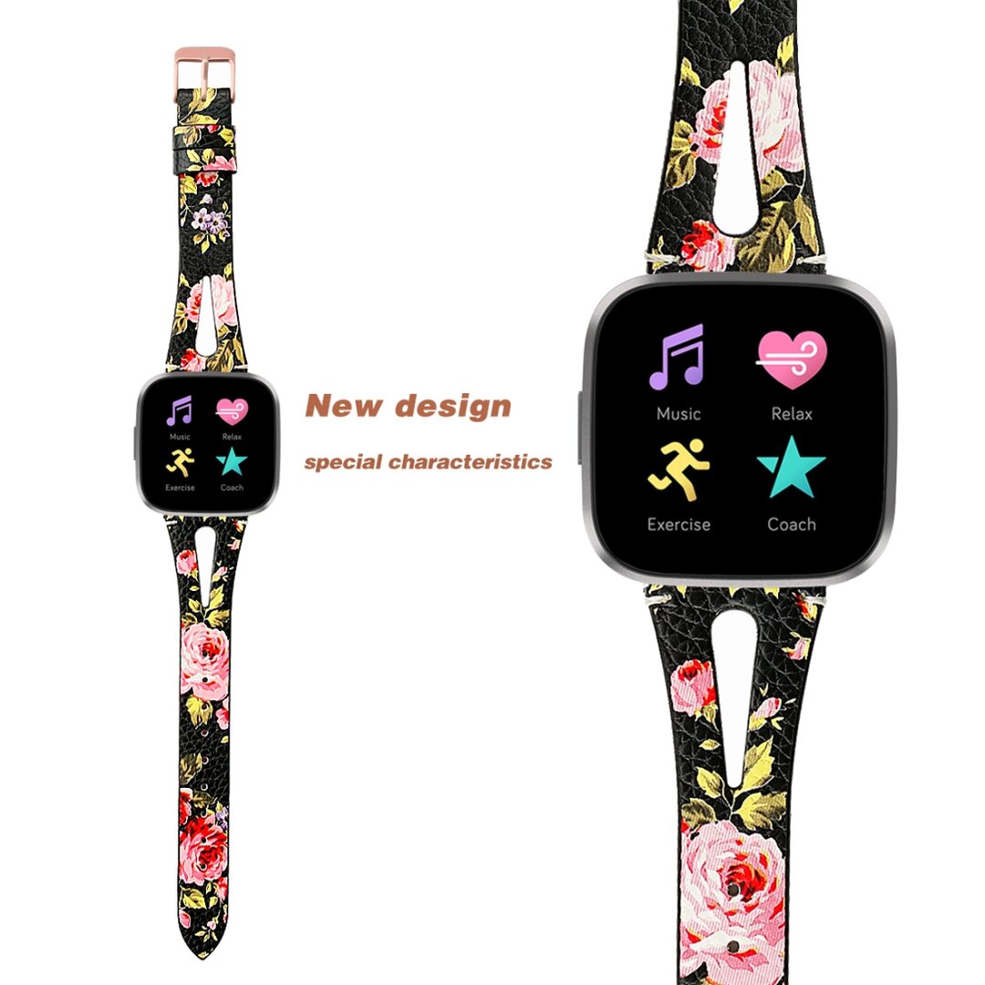 Fitbit Versa 1 / 2 &amp; Lite  bandje TPU leer - Bloemenprint