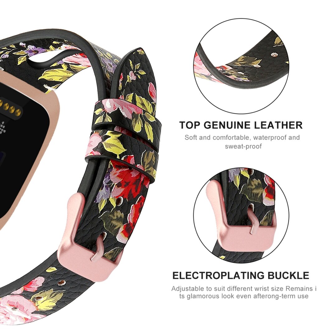 Fitbit Versa 1 / 2 &amp; Lite  bandje TPU leer - Bloemenprint