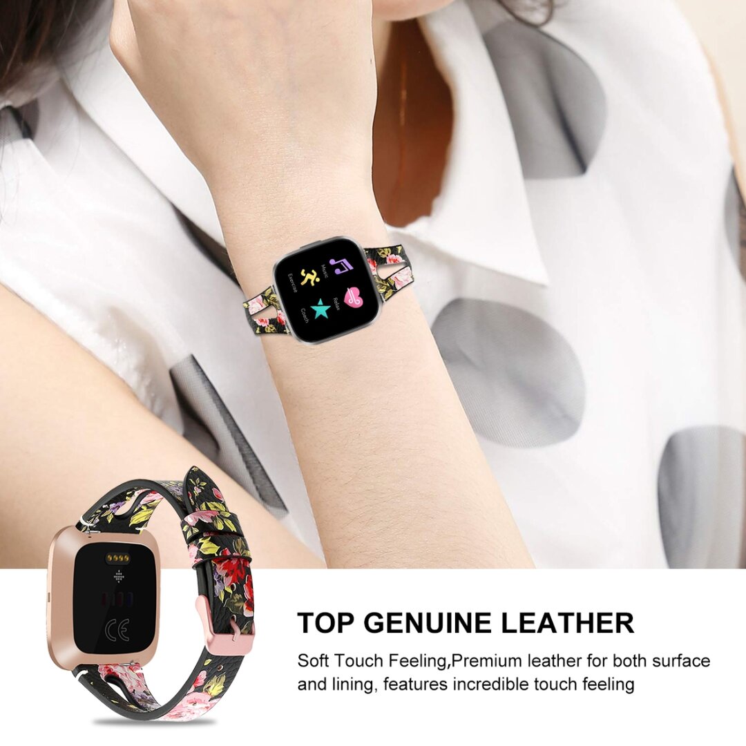 Fitbit Versa 1 / 2 &amp; Lite  bandje TPU leer - Bloemenprint