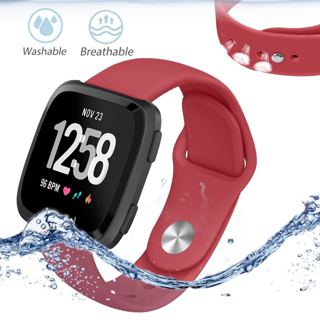 Fitbit Versa 1 / 2 &amp; Lite siliconen bandje - Maat: Large - Rood