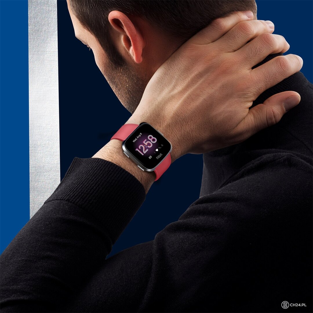 Fitbit Versa 1 / 2 &amp; Lite siliconen bandje - Maat: Large - Rood