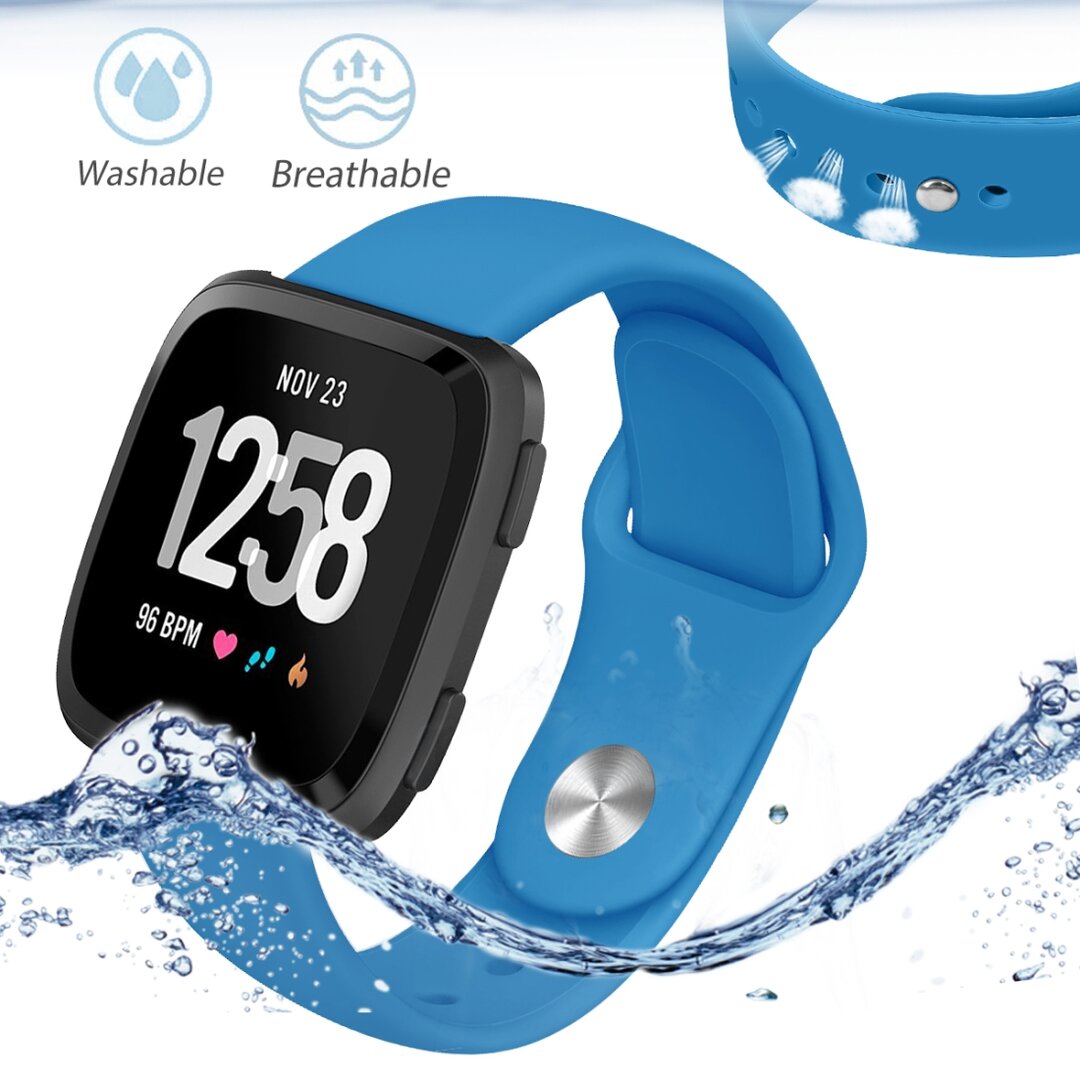 Fitbit Versa 1 / 2 &amp; Lite siliconen bandje - Maat: Small - Blauw