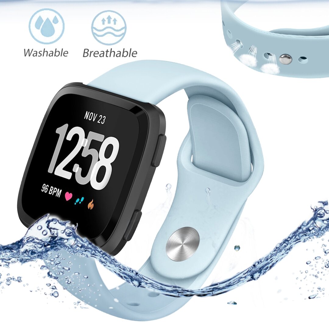 Fitbit Versa 1 / 2 &amp; Lite  siliconen bandje - Maat: Small - Lichtblauw