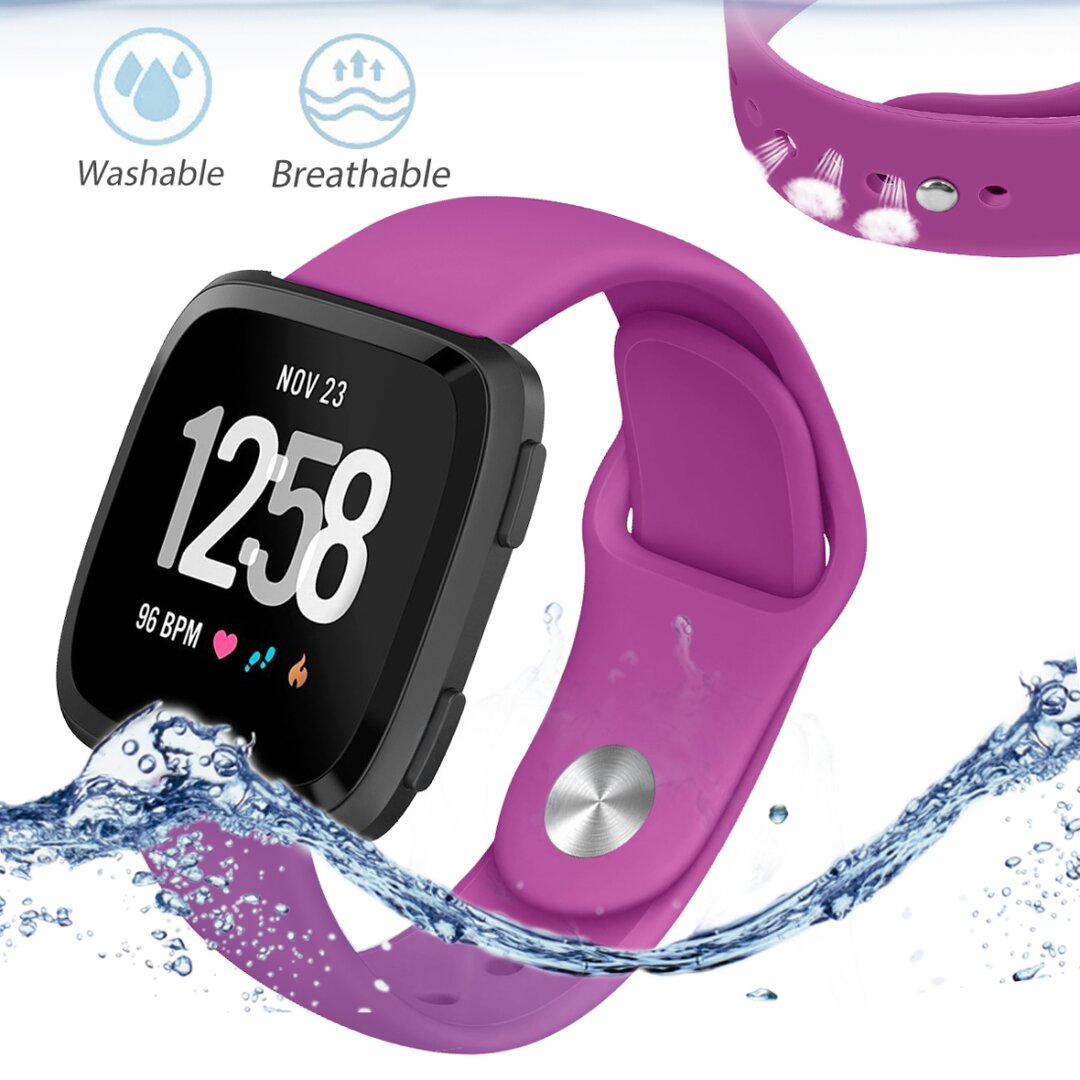 Fitbit Versa 1 / 2 &amp; Lite siliconen bandje - Maat: Small - Paars