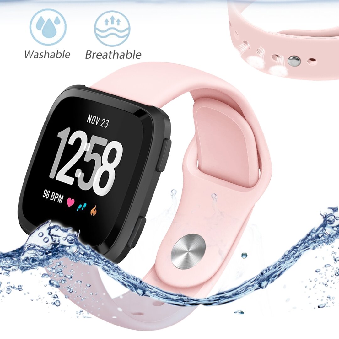 Fitbit Versa 1 / 2 &amp; Lite  siliconen bandje - Maat: Small - Roze