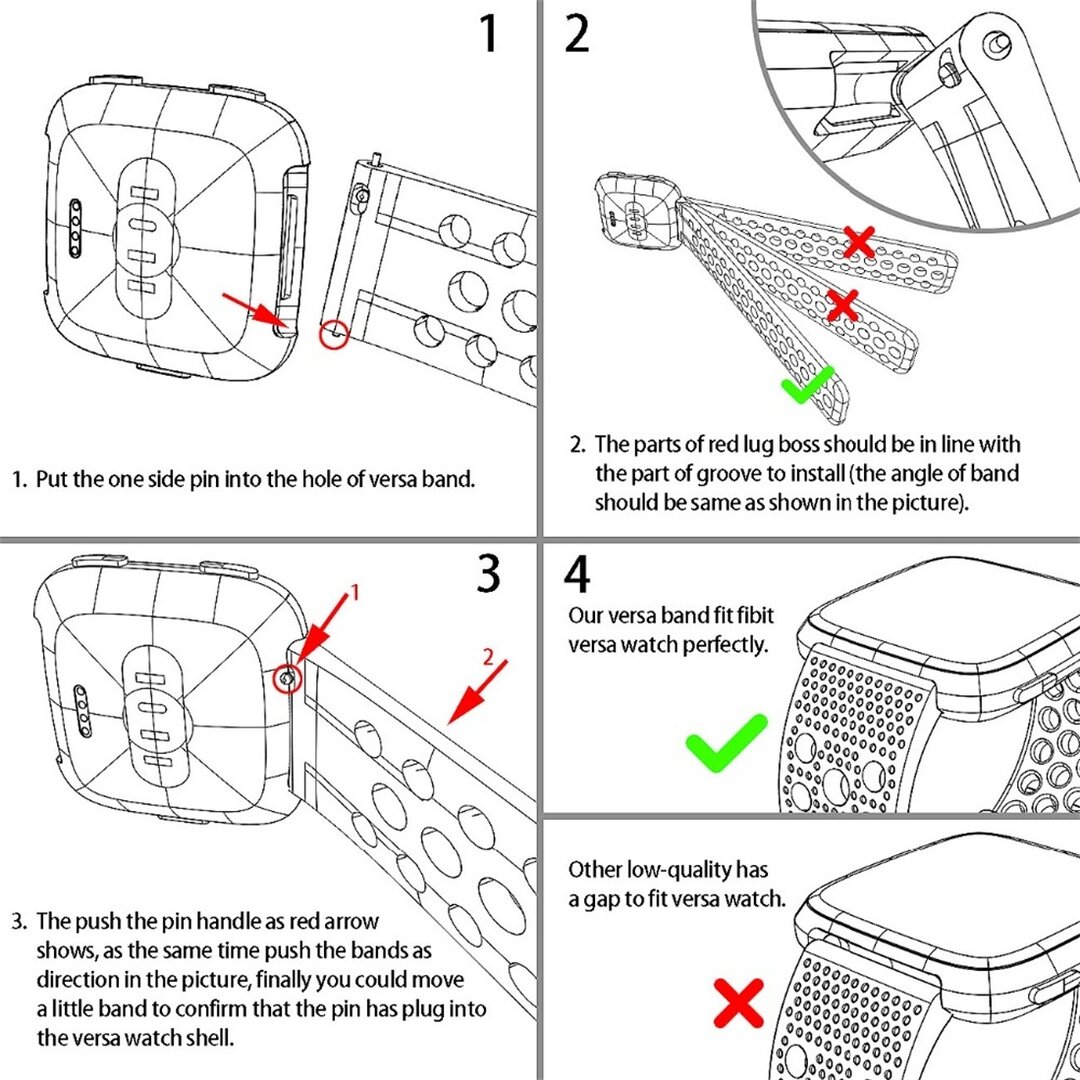 Siliconen Bandje Geventileerd Fitbit Versa 1 / 2 &amp; Lite - Zwart