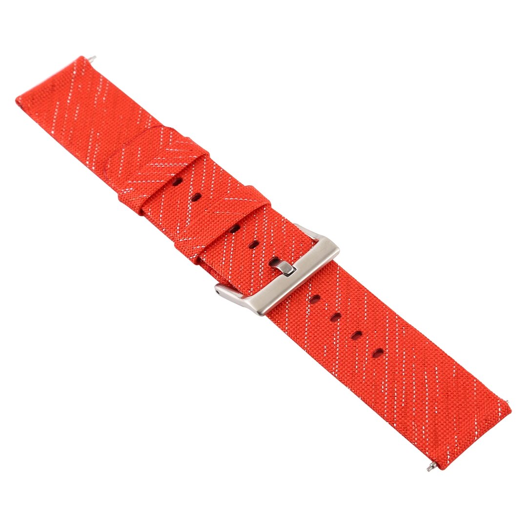 Canvas nylon bandje Fitbit Versa 1 / 2 &amp; Lite  - Rood / Zilver