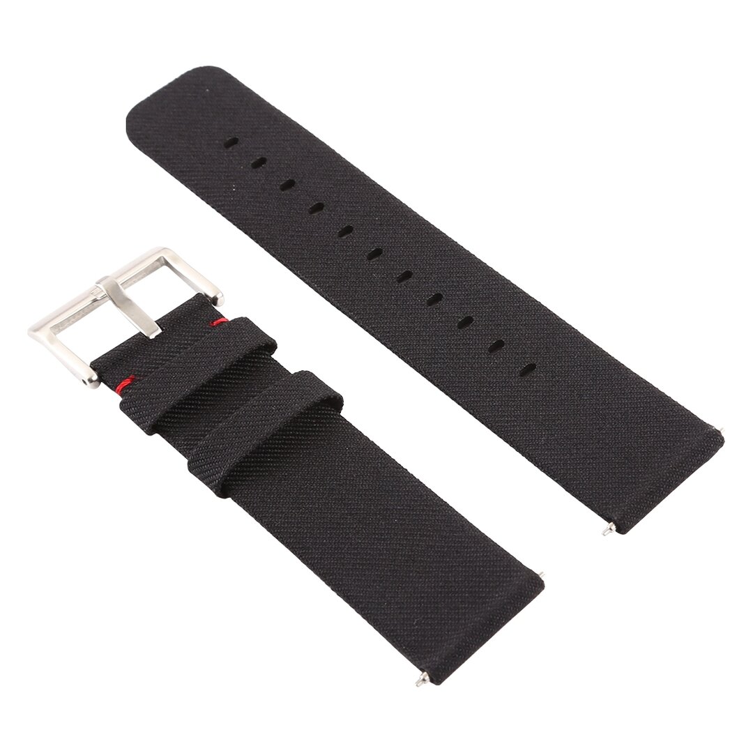 Canvas nylon bandje Fitbit Versa 1 / 2 &amp; Lite  - Zwart