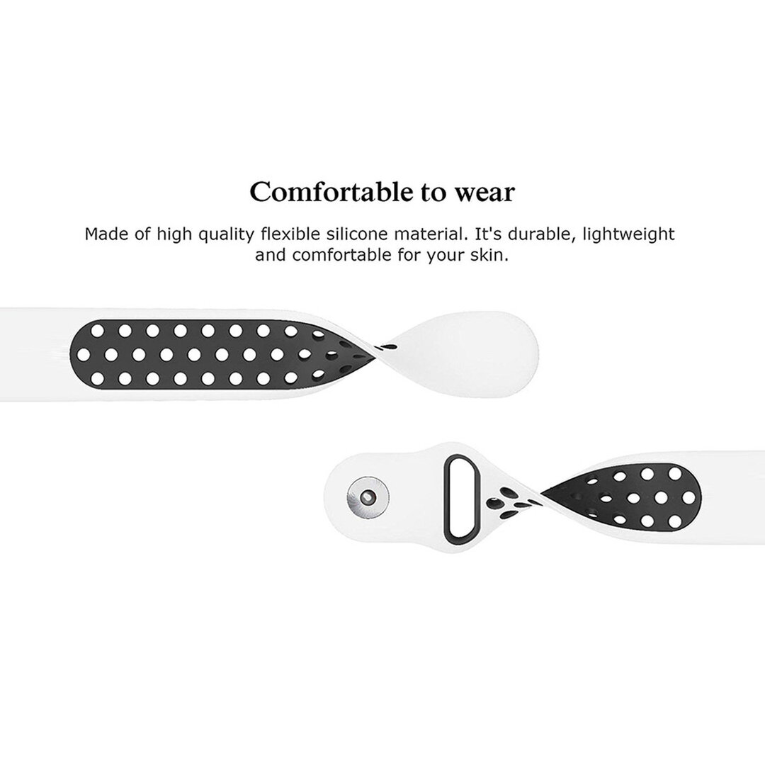 Fitbit Versa 1 / 2 &amp;  Lite sportbandje - Maat: Large - Wit + Zwart