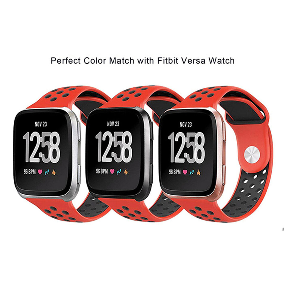 Fitbit Versa sportbandje 1 / 2 &amp; Lite - Maat: Large - Rood + Zwart