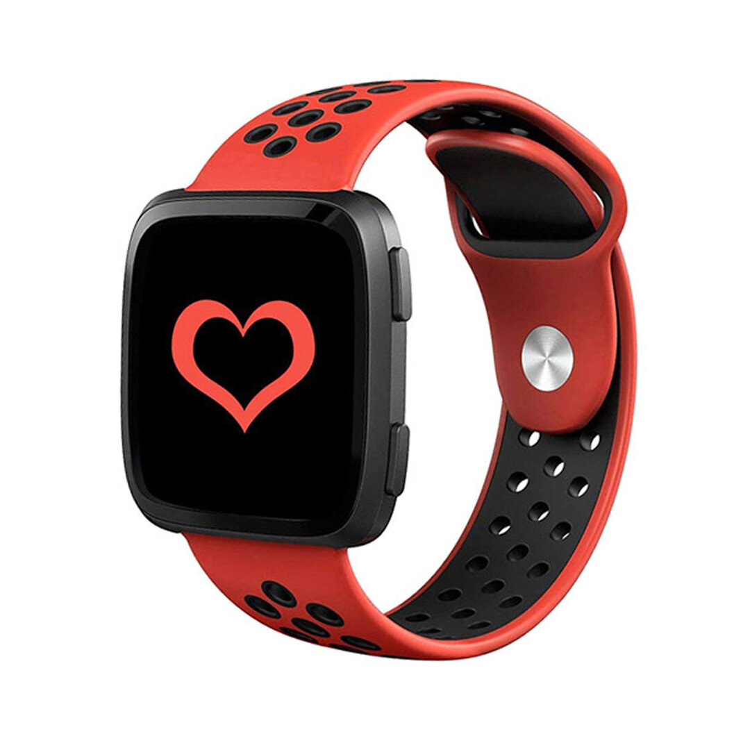 Fitbit Versa 1 / 2 &amp; Lite  sportbandje - Maat: Small - Rood + Zwart