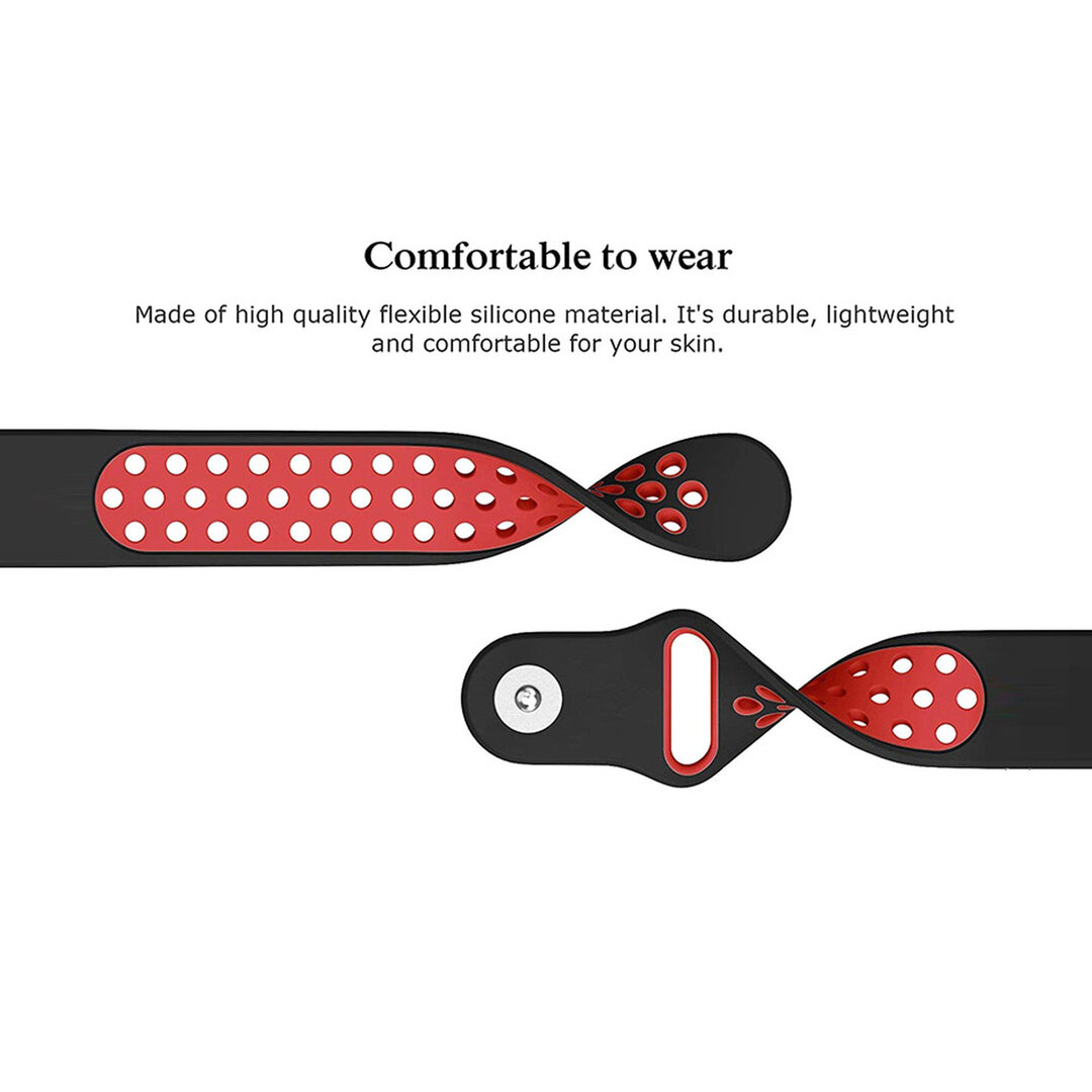 Fitbit Versa 1 / 2 &amp; Lite sportbandje - Maat: Small - Zwart + Rood