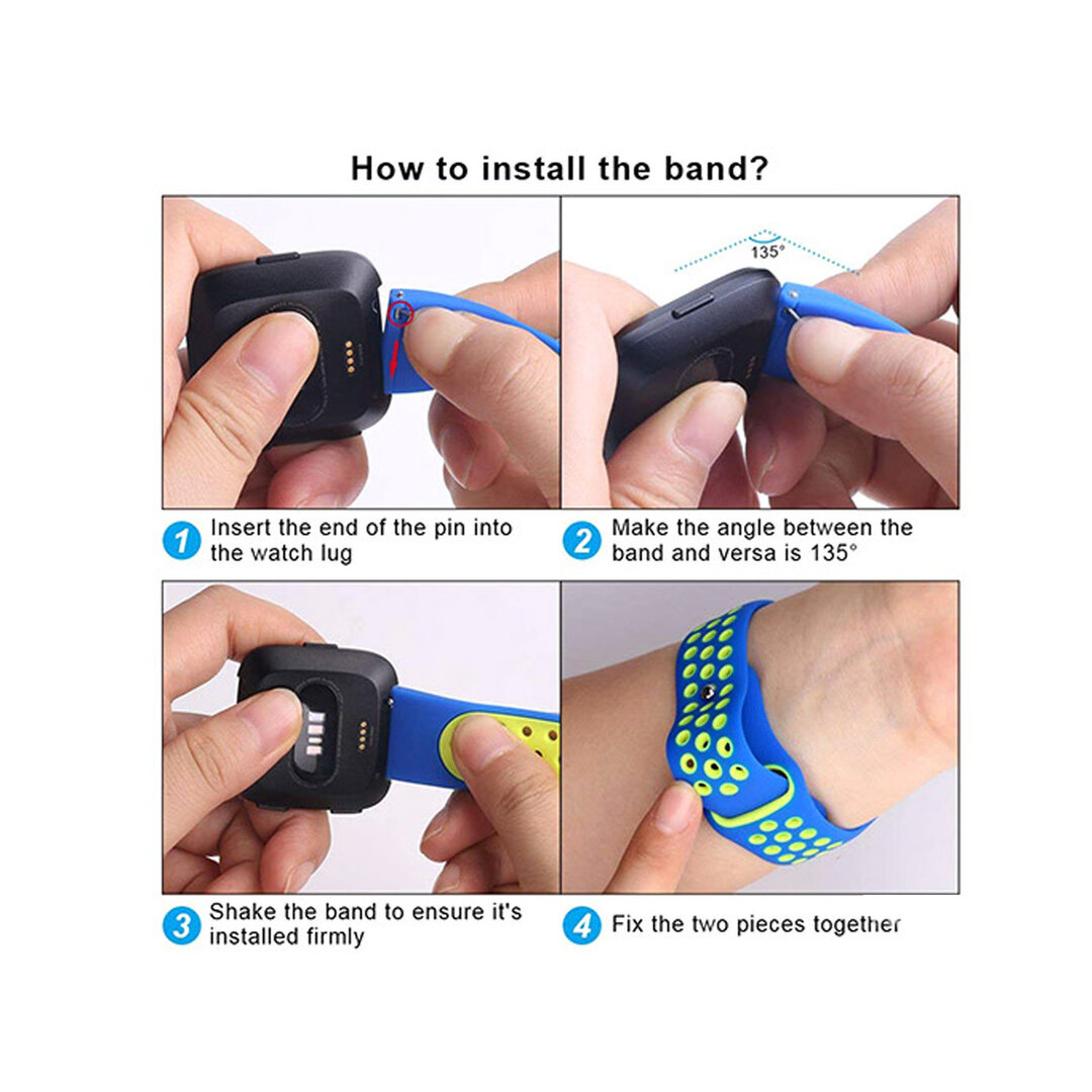 Fitbit Versa 1 / 2 &amp; Lite sportbandje - Maat: Small - Zwart + Rood