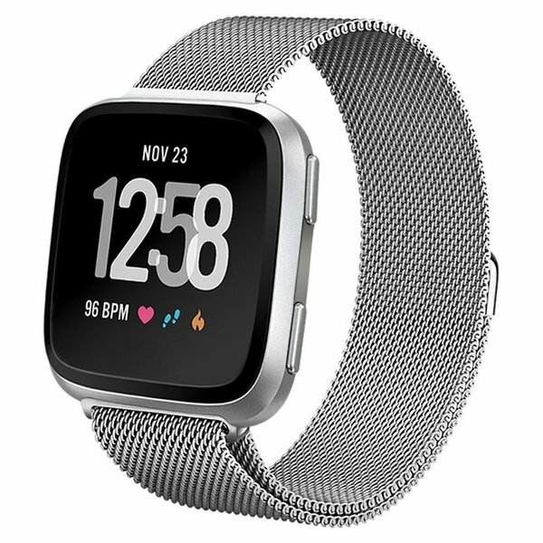 Fitbit Versa 1 / 2 &amp; Lite milanese bandje - Maat: Large - Zilver