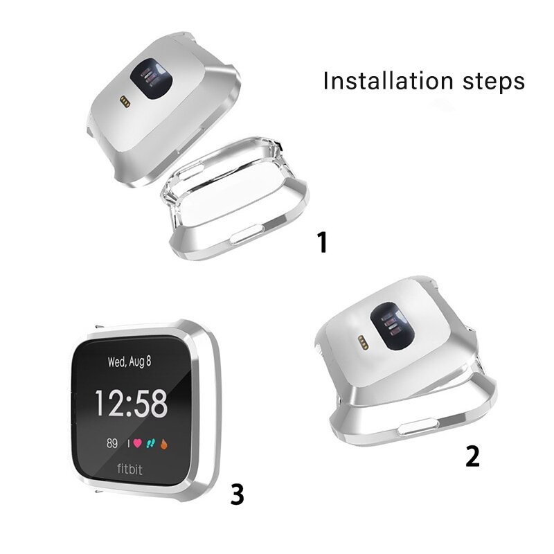 Fitbit Versa Lite Soft TPU case (volledig beschermd) - Zilver