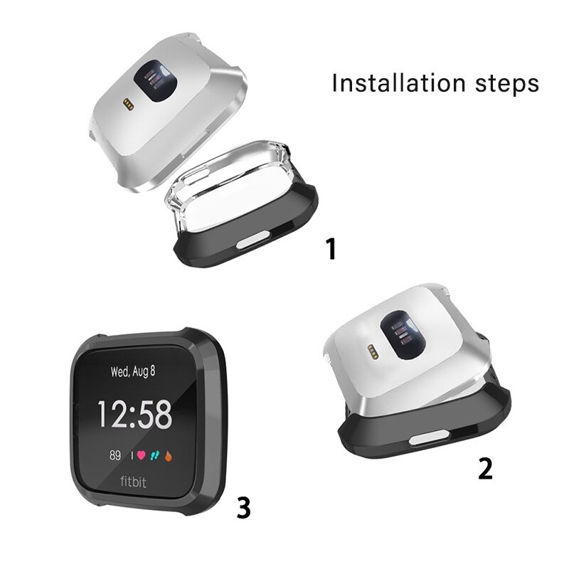 Fitbit Versa Lite Soft TPU case (volledig beschermd) - Zwart