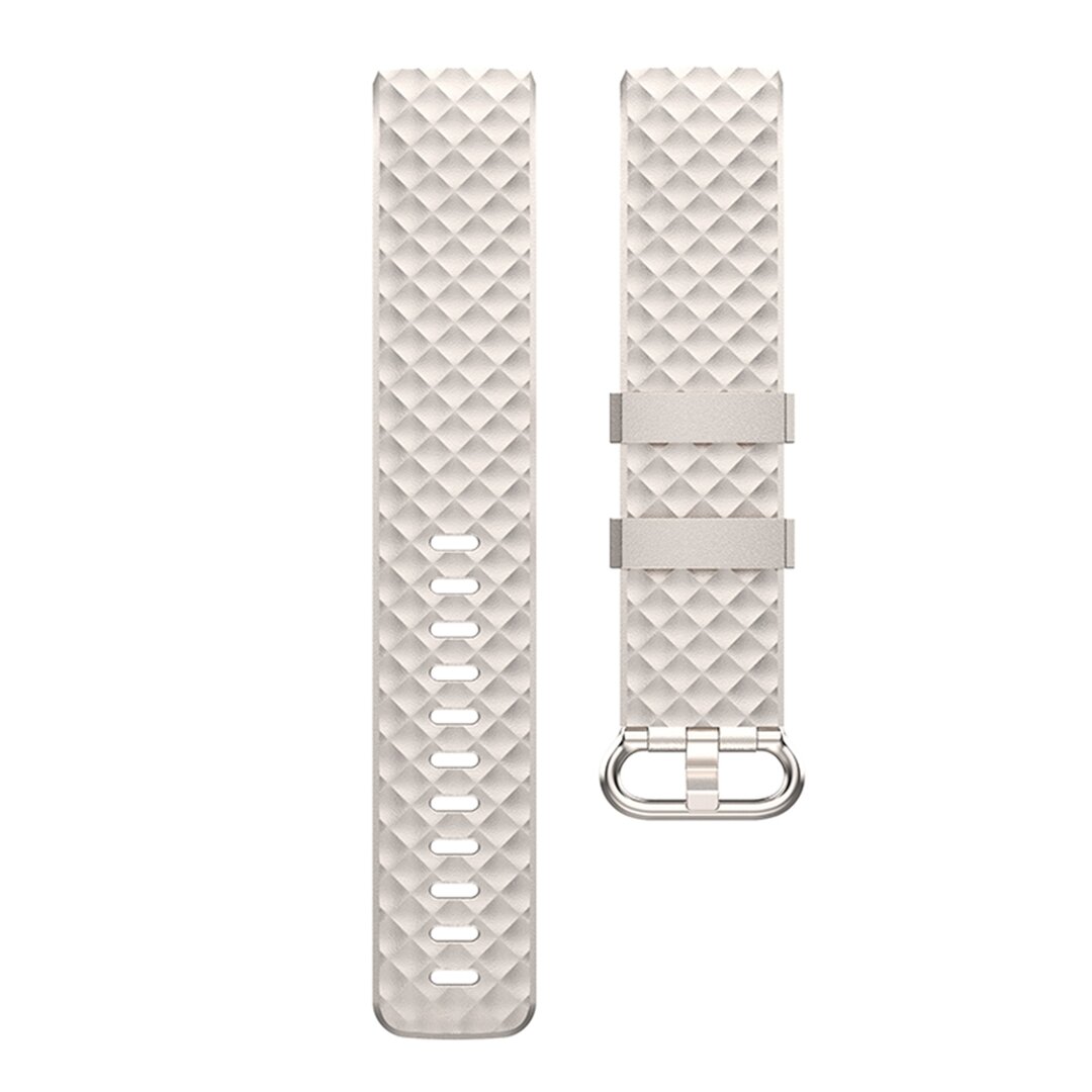 Fitbit Charge 3 &amp; 4 siliconen diamant pattern bandje - Maat: Small - Champagne goud
