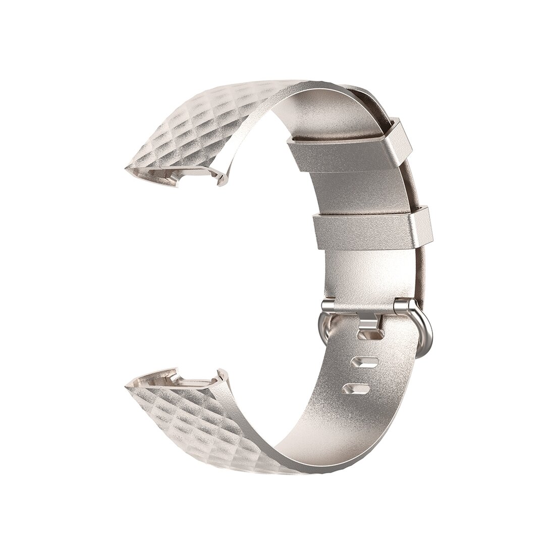 Fitbit Charge 3 &amp; 4 siliconen diamant pattern bandje - Maat: Small - Champagne goud