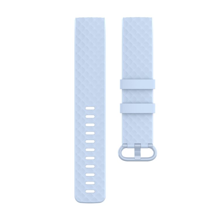 Fitbit Charge 3 &amp; 4 siliconen diamant pattern bandje - Maat: Small - Lichtblauw