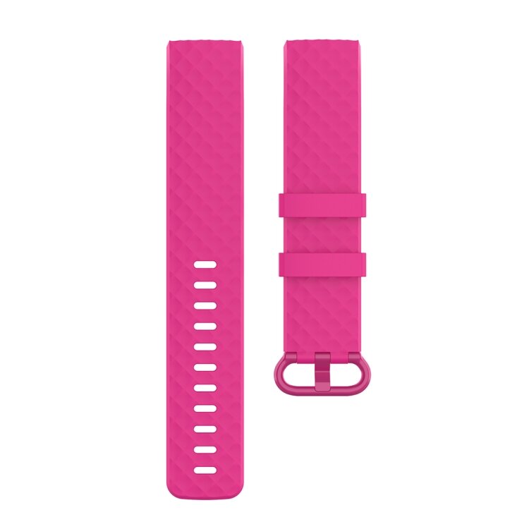 Fitbit Charge 3 &amp; 4 siliconen diamant pattern bandje - Maat: Small - Roze