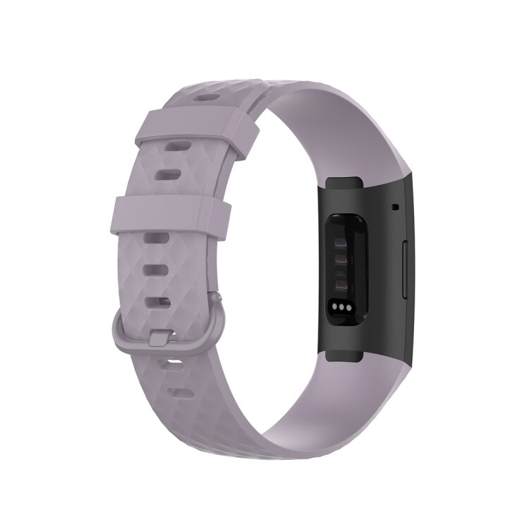 Fitbit Charge 3 &amp; 4 siliconen diamant pattern bandje - Maat: Large - Lichtpaars