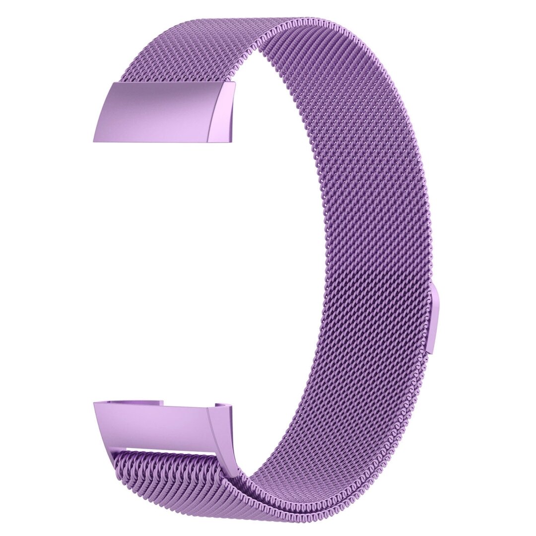 Fitbit Charge 3 &amp; 4 milanese bandje - Maat: Large - Lichtpaars