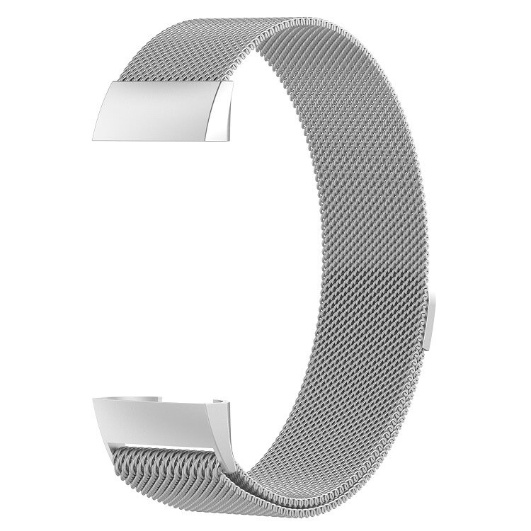 Fitbit Charge 3 &amp; 4 milanese bandje - Maat: Large - Zilver