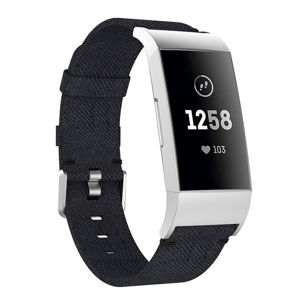 Fitbit Charge 3 &amp; 4 nylon bandje - Zwart