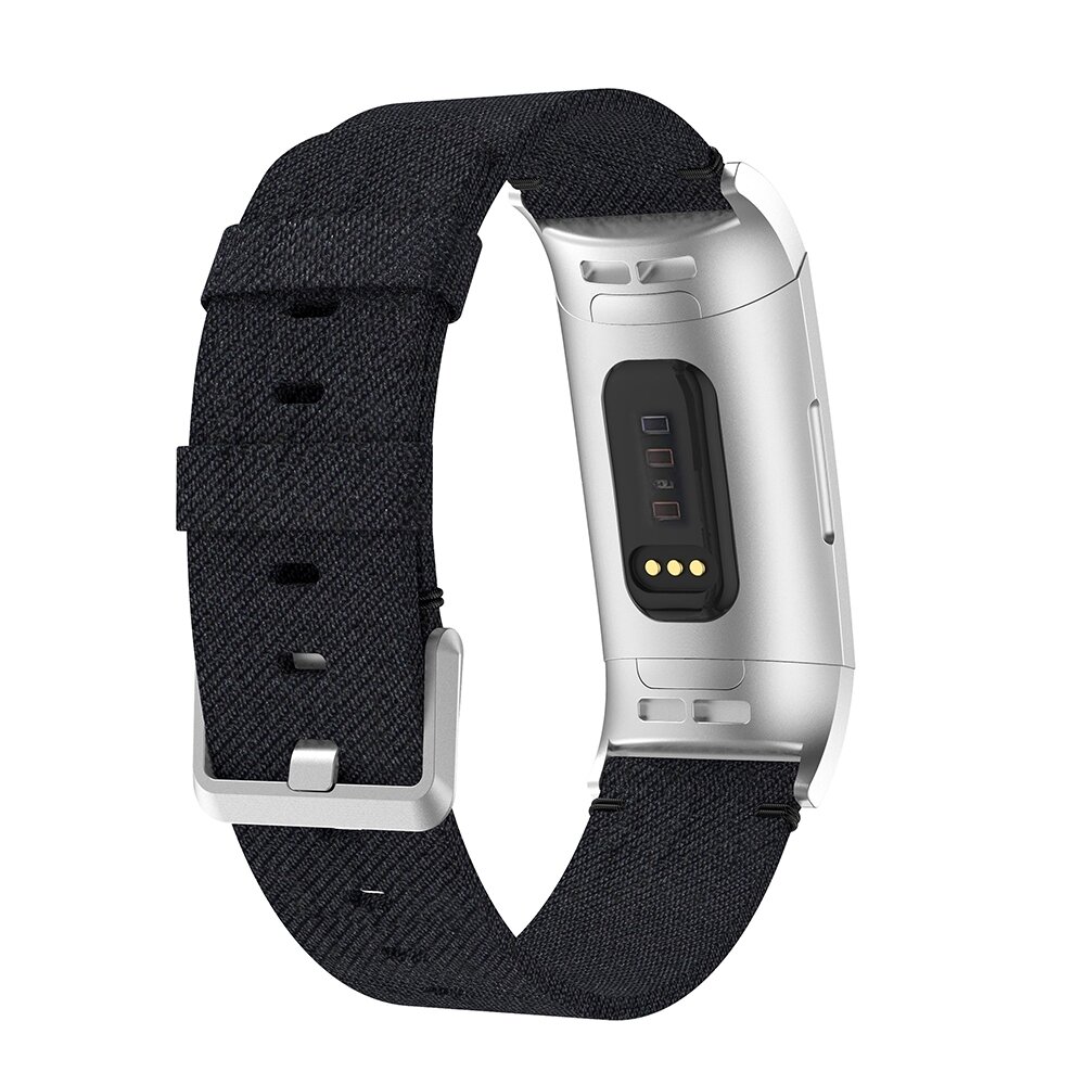 Fitbit Charge 3 &amp; 4 nylon bandje - Zwart