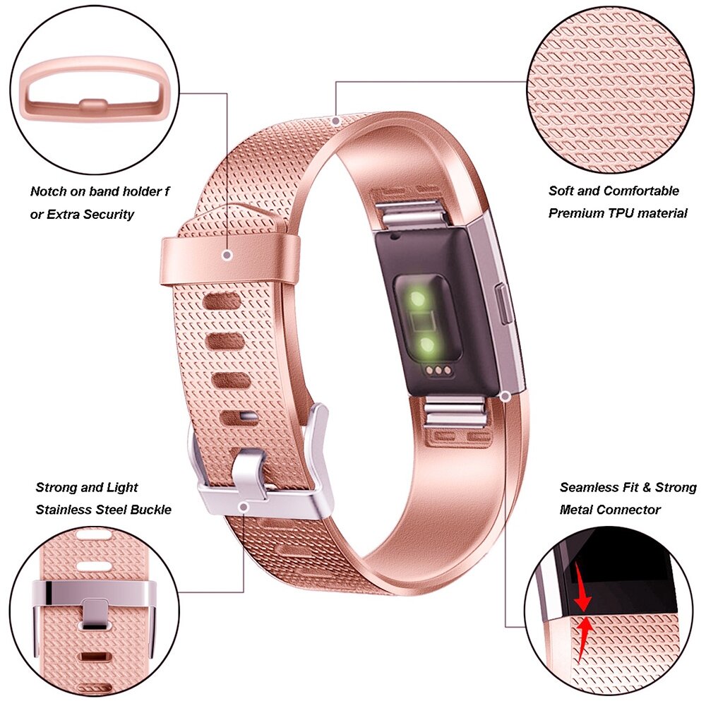 Fitbit Charge 2 sportbandje - Maat: Large - Rose Goud