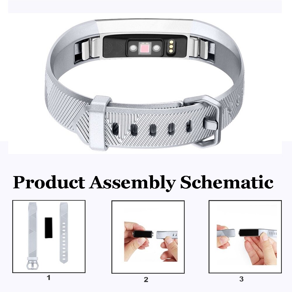 Fitbit Alta Siliconen bandje - Maat: Large - Zilver