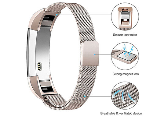 FitBit Alta HR Milanese bandje - Maat: Small - Vintage goud