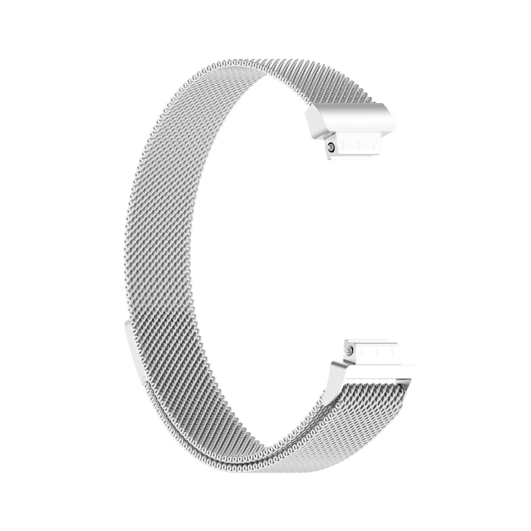 Fitbit Inspire 2 &amp; Ace 3 Milanese bandje - Maat: Large  - Zilver