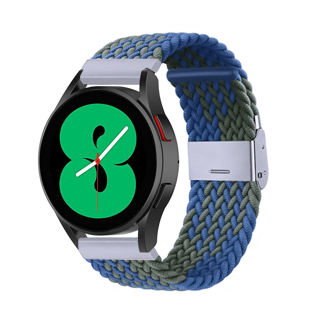 Braided nylon bandje - Groen / blauw - Samsung Galaxy Watch 4 - 40mm / 44mm
