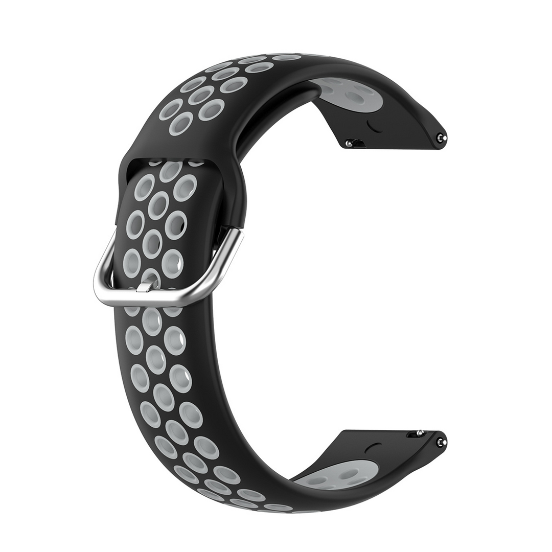 Siliconen sportbandje met gesp - Zwart + grijs - Samsung Galaxy Watch 4 - 40mm / 44mm