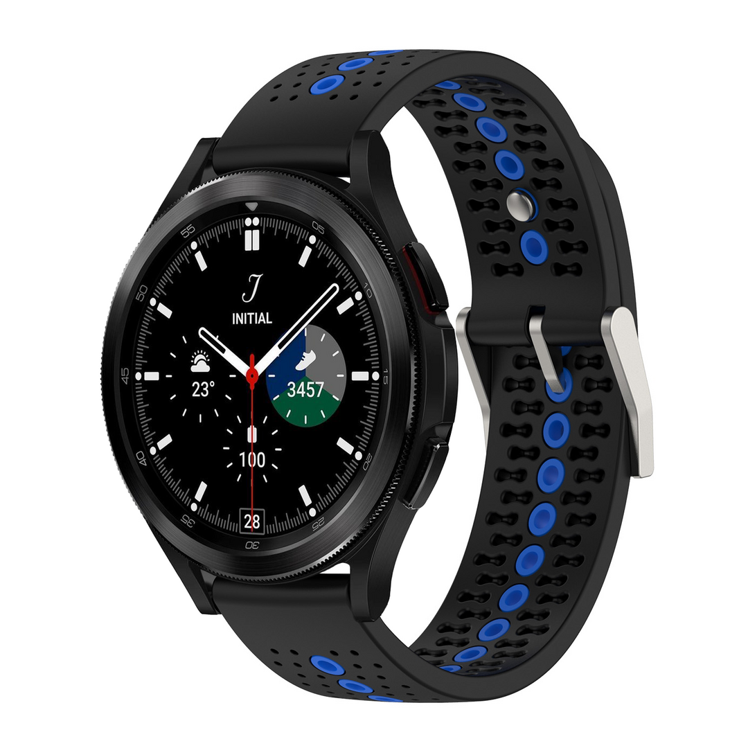 Dot Pattern bandje - Zwart met blauw - Samsung Galaxy Watch 4 Classic - 42mm &amp; 46mm
