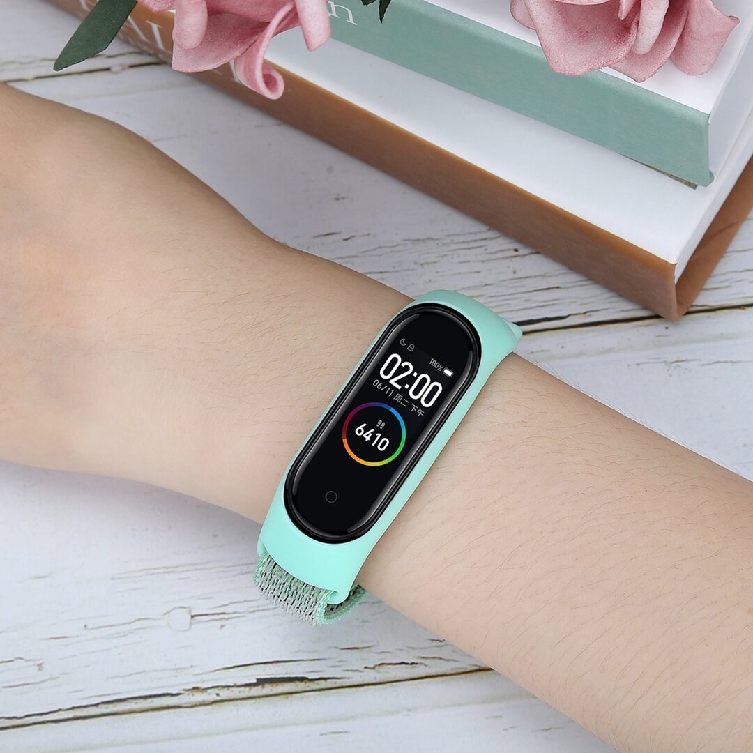 Nylon Geweven Bandje Xiaomi Mi Band 3 / 4 / 5 / 6 / 7 - Mintgroen