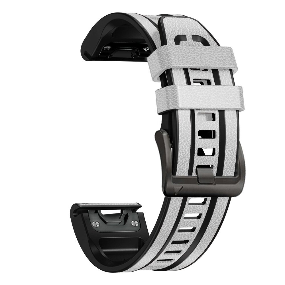 leer + siliconen bandje - Wit - Garmin Fenix 7X / 6X / 5X