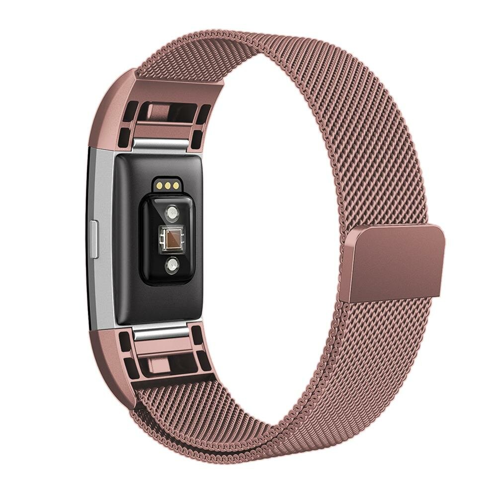 Fitbit Charge 2 milanese bandje - Maat: Large - Ros&eacute; goud