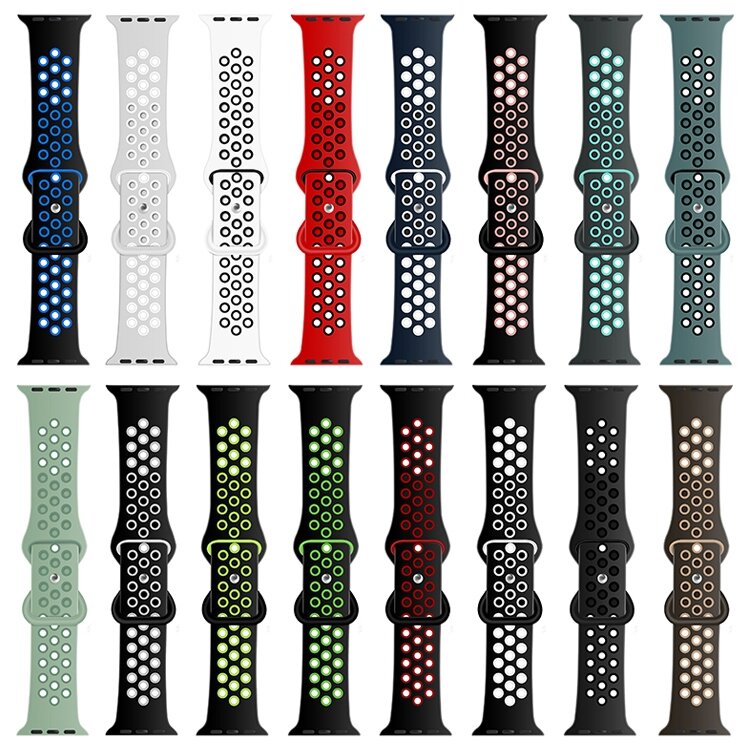 Sportbandje met extra lus - Dennengroen + Zwart - Geschikt voor Apple Watch 44mm / 45mm&nbsp;/ 46mm / 49mm