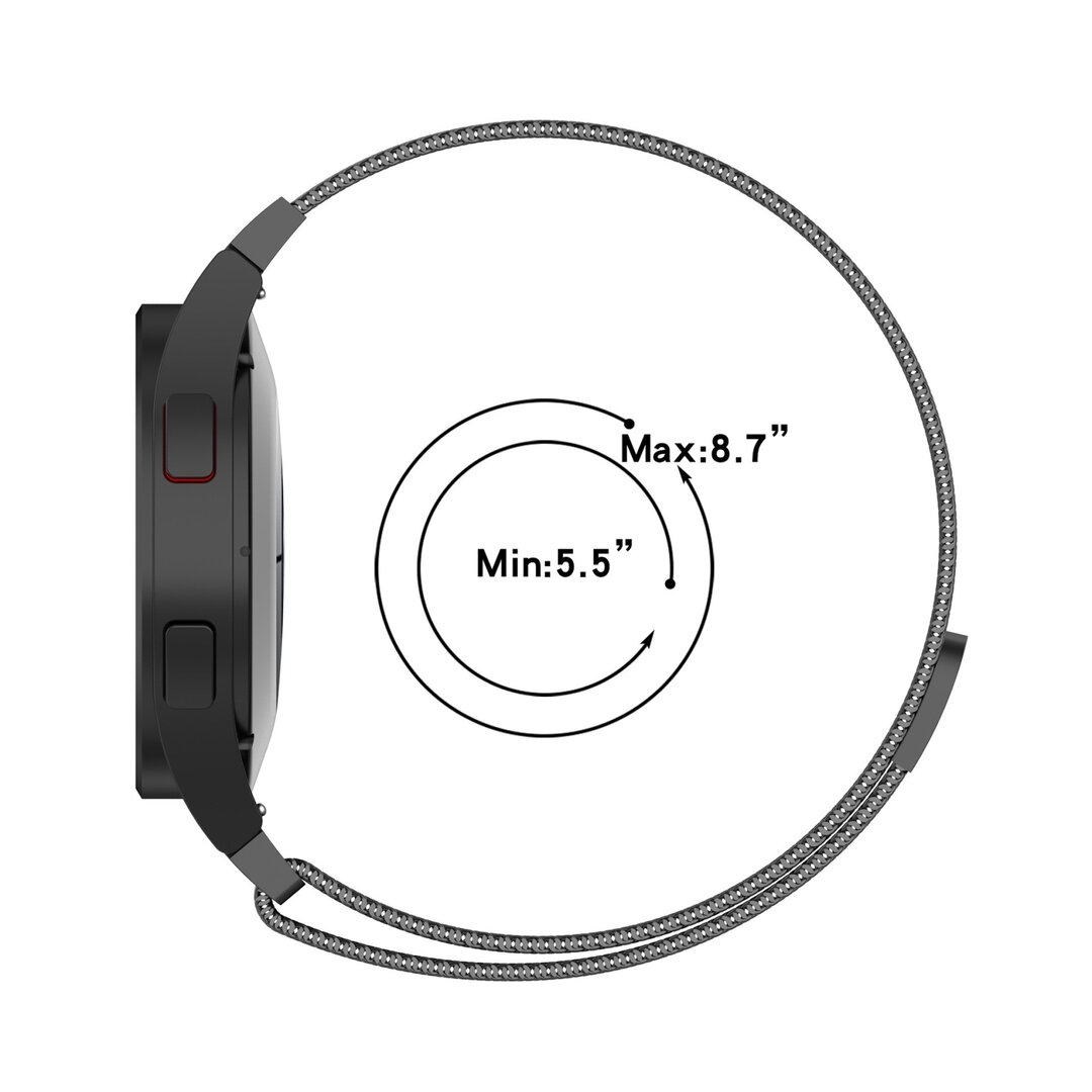 Milanese bandje (ronde connector) - Space Grey - Samsung Galaxy Watch 5 (Pro) - 40mm / 44mm / 45mm