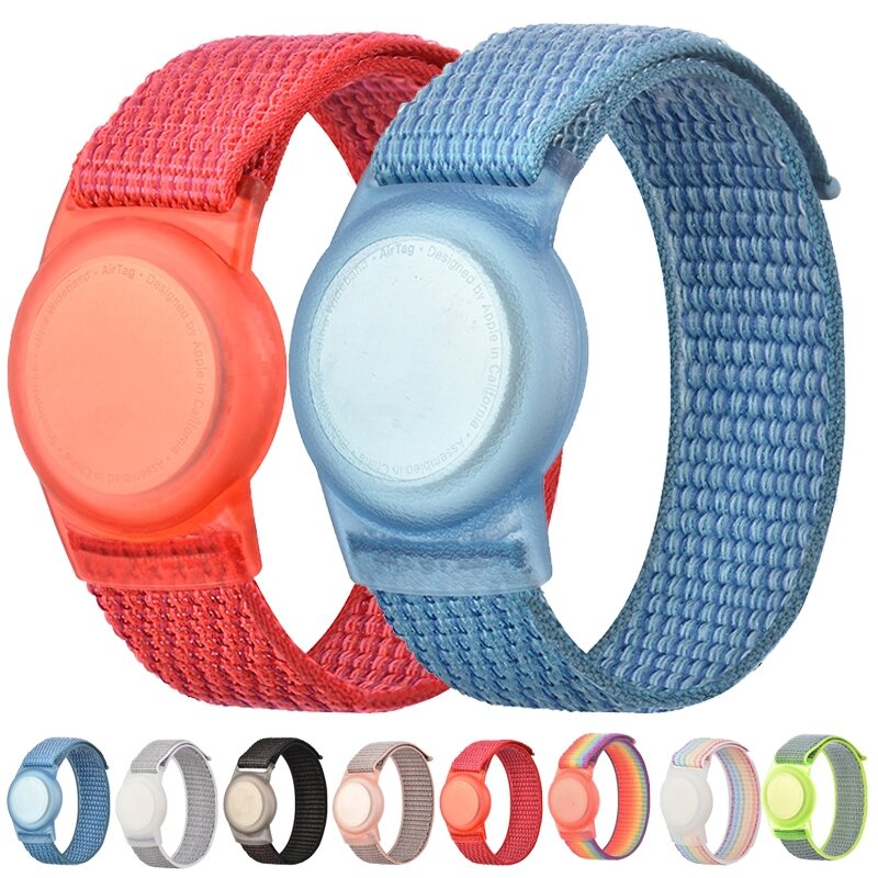 AirTag nylon loop bandje - S/M - Multicolor - Geschikt voor kinderen