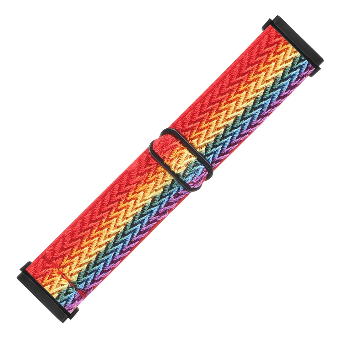 Fitbit Versa 3/4 &amp; Sense 1/2 Nylon loop bandje - Multicolor (regenboog)