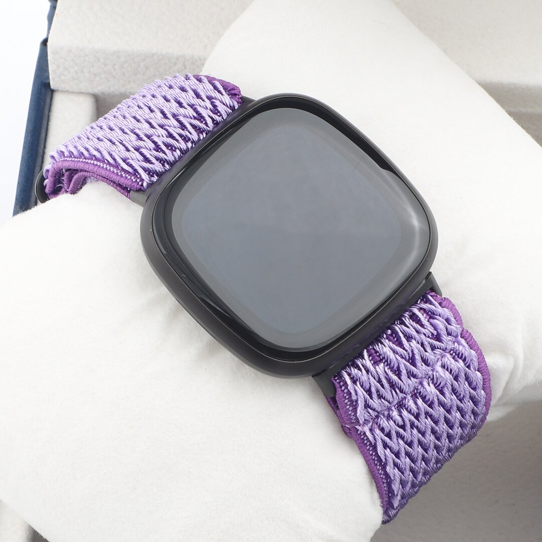 Fitbit Versa 3/4 &amp; Sense 1/2 Nylon loop bandje - Paars
