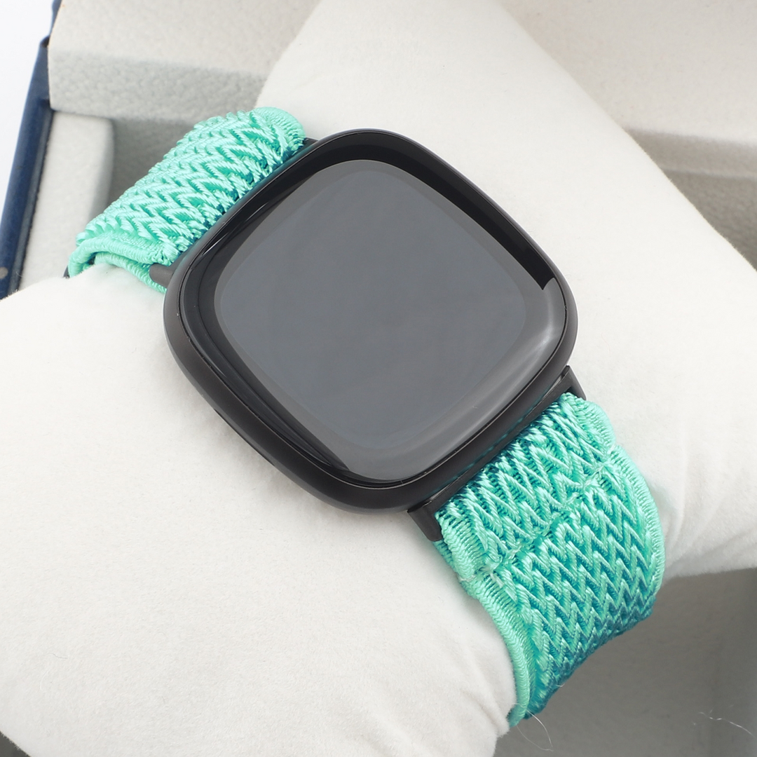Fitbit Versa 3/4 &amp; Sense 1/2 Nylon loop bandje - Mintgroen