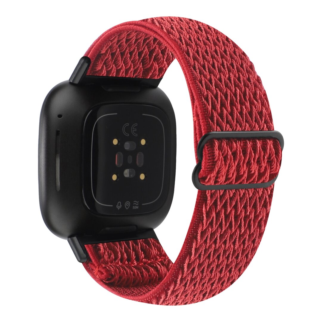 Fitbit Versa 3/4 &amp; Sense 1/2 Nylon loop bandje - Rood