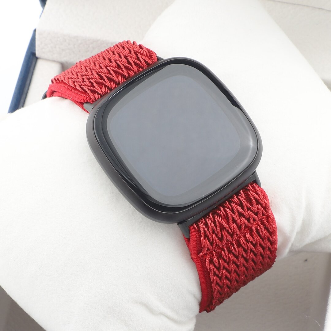 Fitbit Versa 3/4 &amp; Sense 1/2 Nylon loop bandje - Rood