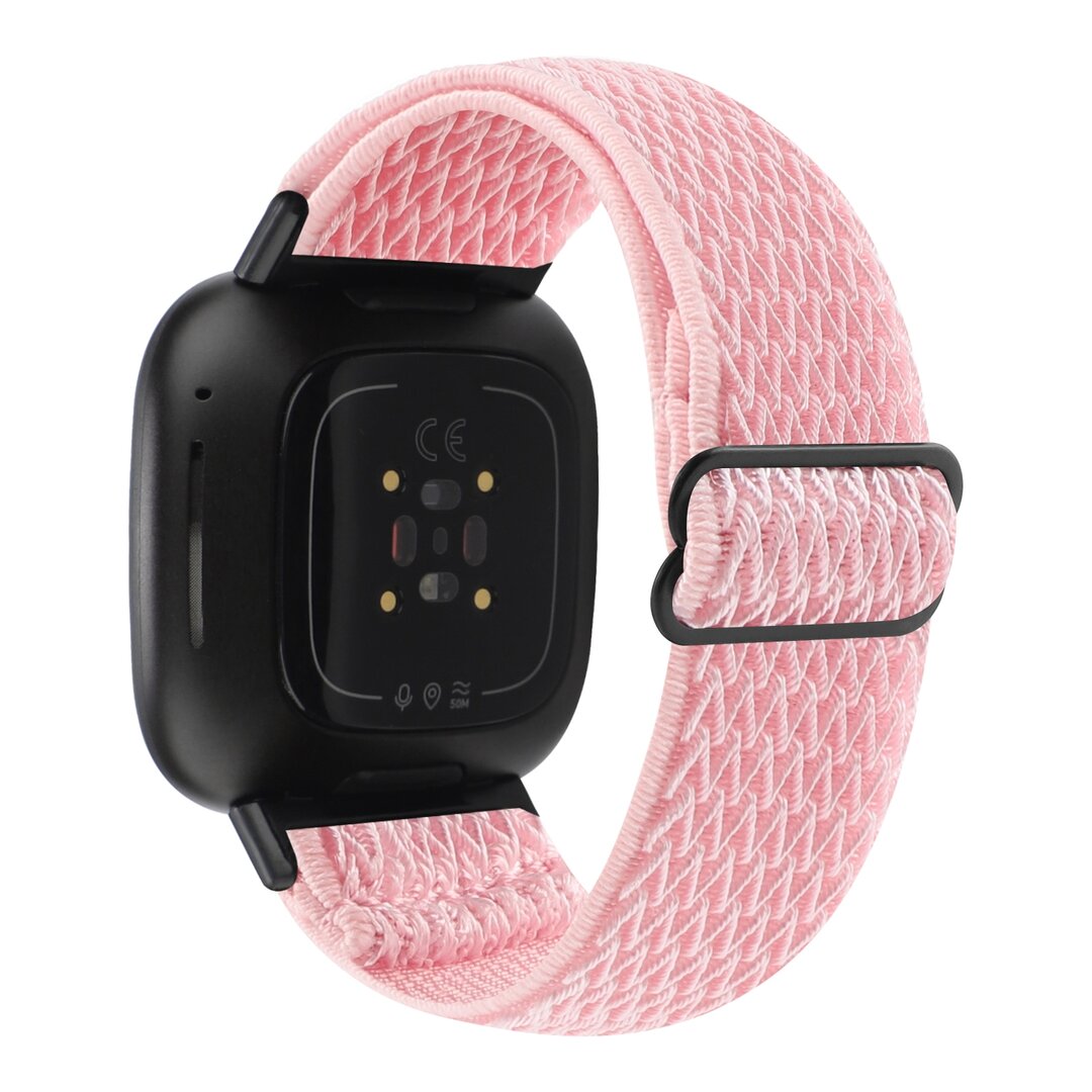 Fitbit Versa 3/4 &amp; Sense 1/2 Nylon loop bandje - Roze