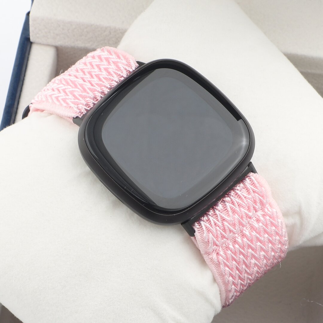 Fitbit Versa 3/4 &amp; Sense 1/2 Nylon loop bandje - Roze